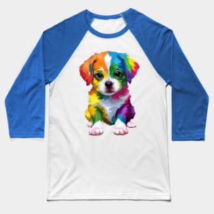 Rainbow Puppy Dog Baseball T-Shirt